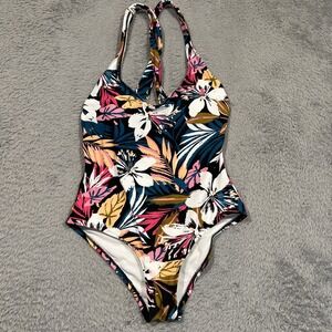 Kona Sol One Piece Swimsuit Floral Twist-Back Coverage Women's Size Small